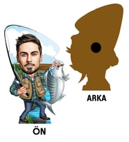 Kişiye Özel Balıkçı Karikatürlü Ahşap Magnet Bay-1