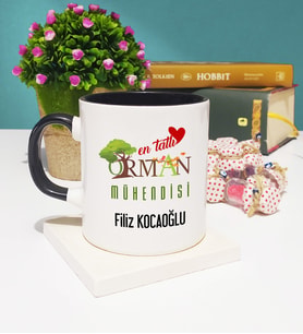 Mesajlı Orman Mühendisi Tasarımlı Kişiye Özel Hediye Orman Mühendisi Kupa Bardak Siyah