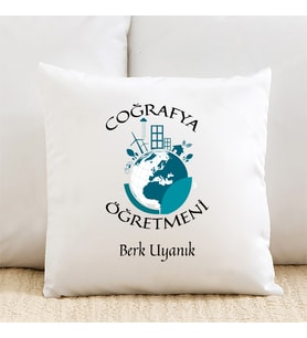 Coğrafya Öğretmenine Hediye Özel İsimli Yastık