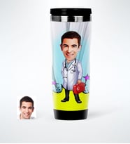 BK Gift Kişiye Özel Bay Doktor Karikatürlü Çelik Termos Bardak  6