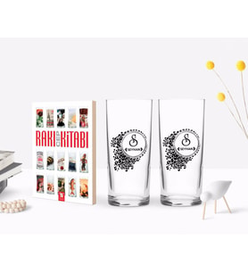 BK Gift Kişiye Özel Renkli Baskılı İsimli İkili Rakı Bardağı ve Rakı Cep Kitabı Hediye Seti-114 (Model 1)