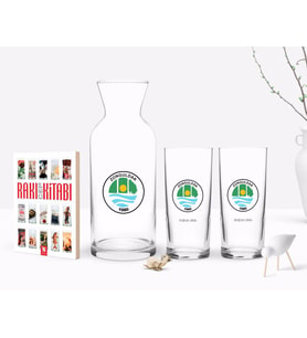 BK Gift Kişiye Özel Renkli Baskılı Zonguldak Tasarımlı Turistik İkili Rakı Bardağı Karaf ve Cep Kitabı Hediye Seti-1 (Model 1)