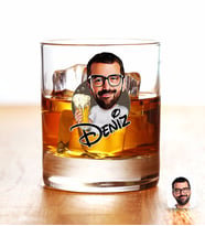 BK Gift Kişiye Özel Renkli Baskılı Erkek Karikatürlü Viski Bardağı-51 (Beyaz)