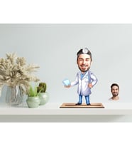Kişiye Özel Erkek Diş Hekimi Karikatür Ahşap Biblo