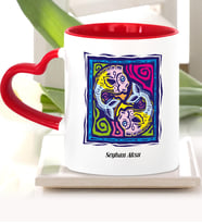BK Gift Kişiye Özel Balık Burcu Kalpli Kupa Bardak Model 5