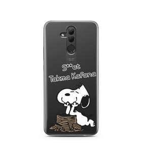 Snoopy Tasarımlı Süper Şeffaf Silikon Telefon Kılıfı Huawei Mate 20 Lite 