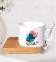 BK Gift Kişiye Özel En İyi Öğretmen Ahşap Altlıklı Seramik Fincan-3 (Beyaz)
