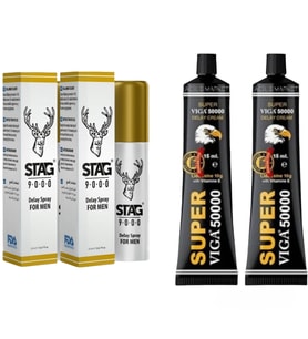 2 KUTU STAG 9000 GECİKTİRİCİ SPREY + 2 KUTU VİGA 50000 GECİKTİRİCİ KREM SETİ YÜKSEK KALİTE GECİKTİRİCİ SPREY VE KREM SETİ