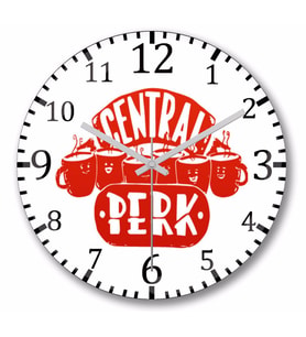 Central Perk Friends Duvar Saati Bombeli Gercek Cam