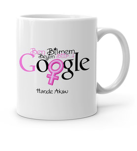 BK Gift Kişiye Özel Google Ben Bilmem Beyim Bilir Beyaz Kupa Bardak  1