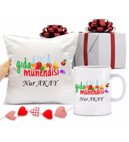 Gıda Mühendisi Bardağı ve Yastığı Hediye Seti (Model 1)
