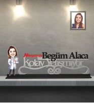 Kişiye Özel Doktor Karikatürlü Kolay Yetişmiyor Ahşap Biblo Bayan-2
