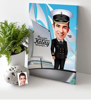 BK Gift Kişiye Özel Bay Gemi Kaptanı Karikatür Kanvas Tablo 30x50cm 1