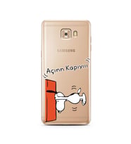 Snoopy Tasarımlı Süper Şeffaf Silikon Telefon Kılıfı Samsung C9 Pro