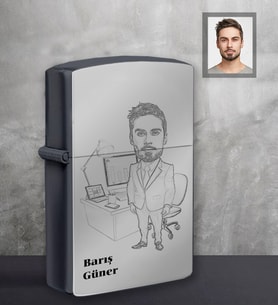 Kişiye Özel Öğretmen Karikatürlü Siyah Benzinli Çakmak Bay-15