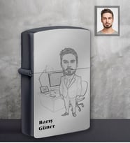 Kişiye Özel Öğretmen Karikatürlü Siyah Benzinli Çakmak Bay-15