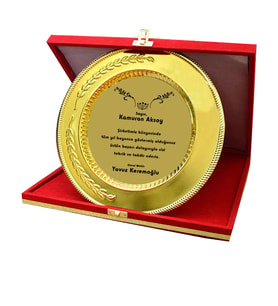 BK Gift Kişiye Özel Metal Gold Tabak Plaket Kutusu