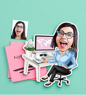 BK Gift Kişiye Özel Bayan Genel Müdür Karikatürlü Ahşap Magnet (Çok Renkli)