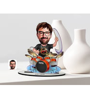 BK Gift Kişiye Özel Bay Baterist Karikatür Ahşap Biblo  1