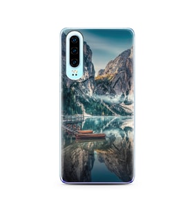 Göl Manzara Tasarımlı Süper Şeffaf Silikon Telefon Kılıfı Huawei P30  