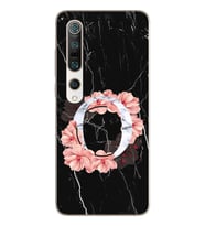 Mermer Çiçekli Harf Tasarım Süper Şeffaf Silikon Telefon Kılıfı Xiomai Mi10- Mi 