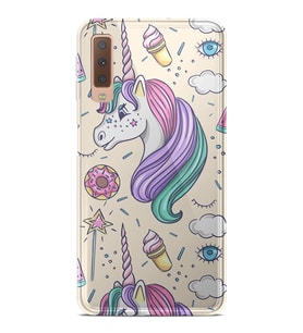 Kılıfland Samsung Galaxy A7 2018 Kılıf Silikon Resimli Kapak Unicorn Ice Cream Stok 1190