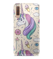 Kılıfland Samsung Galaxy A7 2018 Kılıf Silikon Resimli Kapak Unicorn Ice Cream Stok 1190