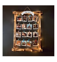 Kişiye Özel İsimli 14 Fotoğraflı İpli Ahşap Fotoğraf Çerçevesi 3-5 Mt Peri Led Işıklı