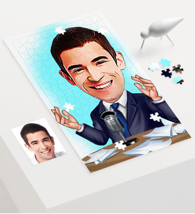 BK Gift Kişiye Özel Bay Spiker Sunucu Karikatür 240 Parça A3 Puzzle  1