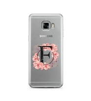 Pembe Çiçekli Harf Tasarım Süper Şeffaf Silikon Telefon Kılıfı Samsung C5   F-Ha