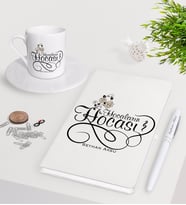 BK Gift Kişiye Özel Hocaların Hocası Beyaz Defter Kalem Türk Kahvesi Fincanı Seti-3 (Model 1)