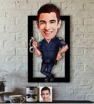 BK Gift Kişiye Özel Bay Polis Karikatürlü 3D Ahşap Tablo-2