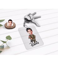 BK Gift Kişiye Özel Asker Karikatürlü Şeffaf Pleksi Anahtarlık-2 (Beyaz)