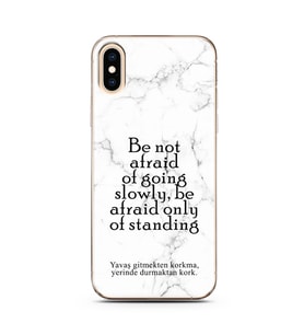 Iphone X Beyaz Mermer Söz Tasarımlı Telefon Kılıfı