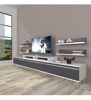 Decoraktiv Ekoflex 270r Mdf Krom Ayaklı Tv Ünitesi Tv Sehpası (Beyaz - Antrasit)