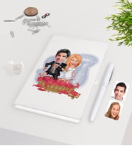 BK Gift Kişiye Özel Sevgililer Günü Temalı Evleniyoruz Karikatürlü Beyaz Defter Kalem Seti-10