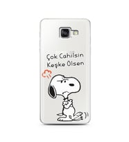 Snoopy Tasarımlı Süper Şeffaf Silikon Telefon Kılıfı Samsung A5 (2016)