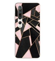 Pembe Geometri Tasarımlı Süper Şeffaf Silikon Telefon Kılıfı Xiomai Mi10-pro