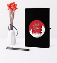 BK Gift Kişiye Özel Yılbaşı Mutlu Yıllar Temalı Siyah Defter Kalem Seti - 1