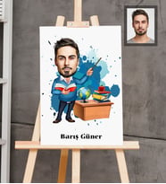 Kişiye Özel Öğretmen Karikatürlü  Ahşap Tablo 30x47 Bay-1