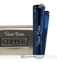 Clipper Metal Çakmak Kişiye Özel (Mavi)