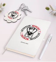 BK Gift Kişiye Özel Güvenlik Müdürü Beyaz Defter Kalem Ve Anahtarlık Hediye Seti (Model 1)