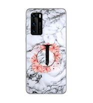 Mermer Çiçekli Harf Tasarım Süper Şeffaf Silikon Telefon Kılıfı Huawei P40 Pro J