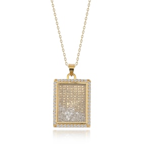 Gümüş Zirkon Taşlı Esma-ül Hüsna Allah'ın 99 İsmi Tasarım Kolye (Gold)