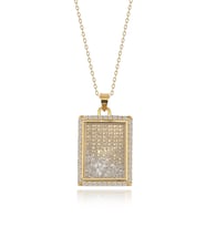 Gümüş Zirkon Taşlı Esma-ül Hüsna Allah'ın 99 İsmi Tasarım Kolye (Gold)