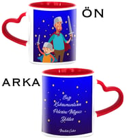 BK Gift Kişiye Özel Babalar Günü Temalı Kırmızı Kalpli Kupa Bardak 27509
