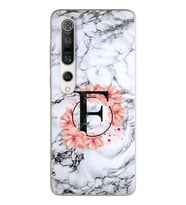 Mermer Çiçekli Harf Tasarım Süper Şeffaf Silikon Telefon Kılıfı Xiomai Mi10- Mi 