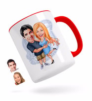 BK Gift Kişiye Özel Sevgililer Karikatürlü Kırmızı Kupa Bardak-14