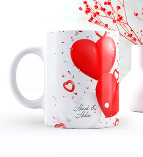 BK Gift Kişiye Özel Sevgililer Günü Temalı Beyaz Kupa Bardak - 3