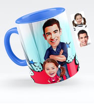 BK Gift Kişiye Özel Baba Kız Karikatürlü Mavi Kupa Bardak  2
